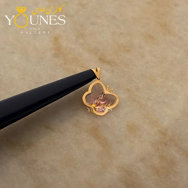 آویز سواروسکی پروانه صورتی طلا